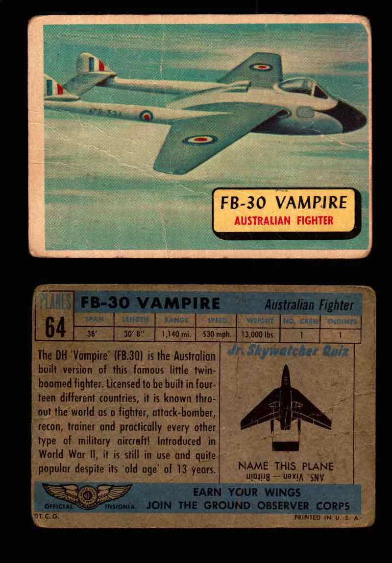 1957 Planes Series II Topps Vintage Card You Pick Singles #61-120 #64  - TvMovieCards.com