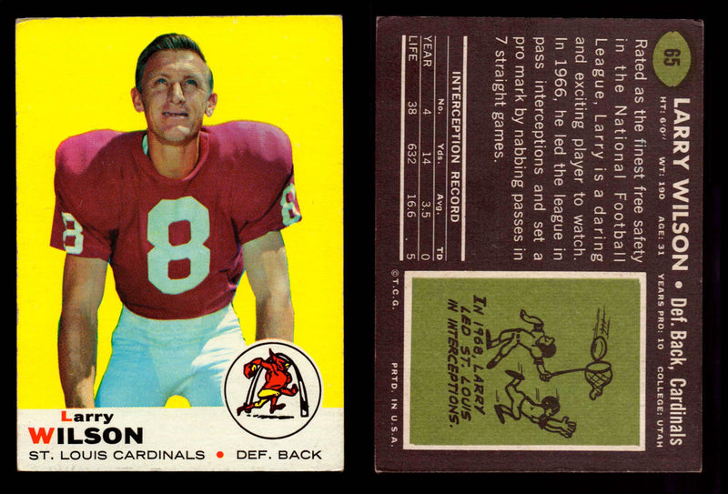1969 Topps Football Trading Card You Pick Singles #1-#263 G/VG/EX #	65	Larry Wilson (HOF)  - TvMovieCards.com