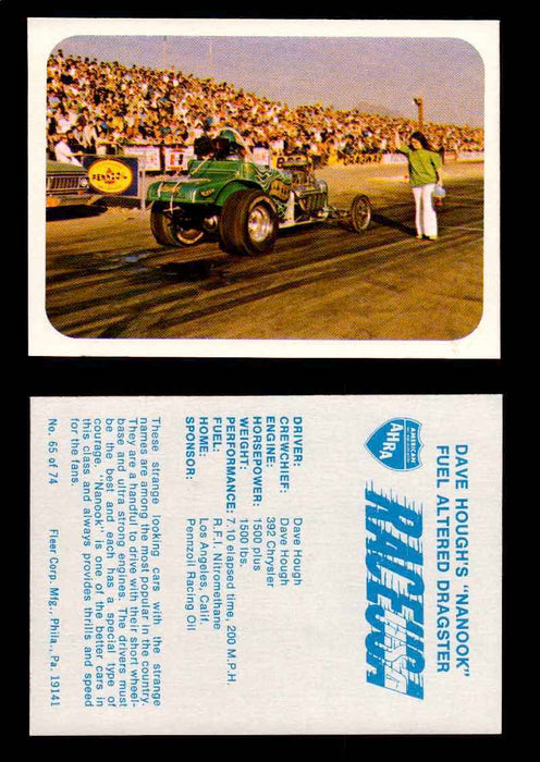 Race USA AHRA Drag Champs 1973 Fleer Vintage Trading Cards You Pick Singles 65 of 74   Dave Hough's "Nanook"  - TvMovieCards.com