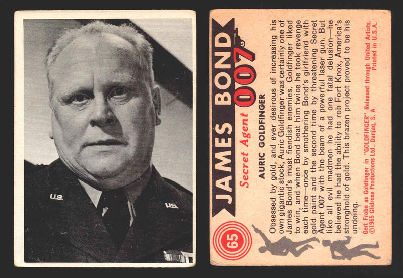 1965 James Bond 007 Glidrose Vintage Trading Cards You Pick Singles #1-66 65   Auric Goldfinger  - TvMovieCards.com