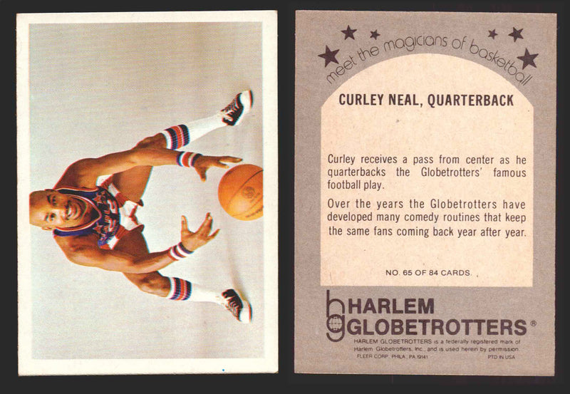 1971 Harlem Globetrotters Fleer Vintage Trading Card You Pick Singles #1-84 65 of 84   Curley Neal Quarterback  - TvMovieCards.com