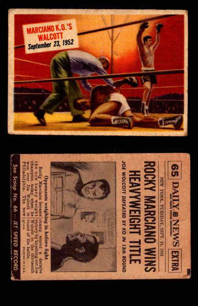 1954 Scoop Newspaper Series 1 Topps Vintage Trading Cards You Pick Singles #1-78 65   Marciano Ko's Walcott  - TvMovieCards.com