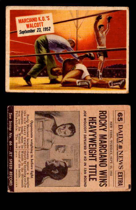1954 Scoop Newspaper Series 1 Topps Vintage Trading Cards You Pick Singles #1-78 65   Marciano Ko's Walcott  - TvMovieCards.com