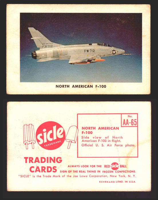 1959 Sicle Airplanes Joe Lowe Corp Vintage Trading Card You Pick Singles #1-#76 AA-65	North American F-100  - TvMovieCards.com