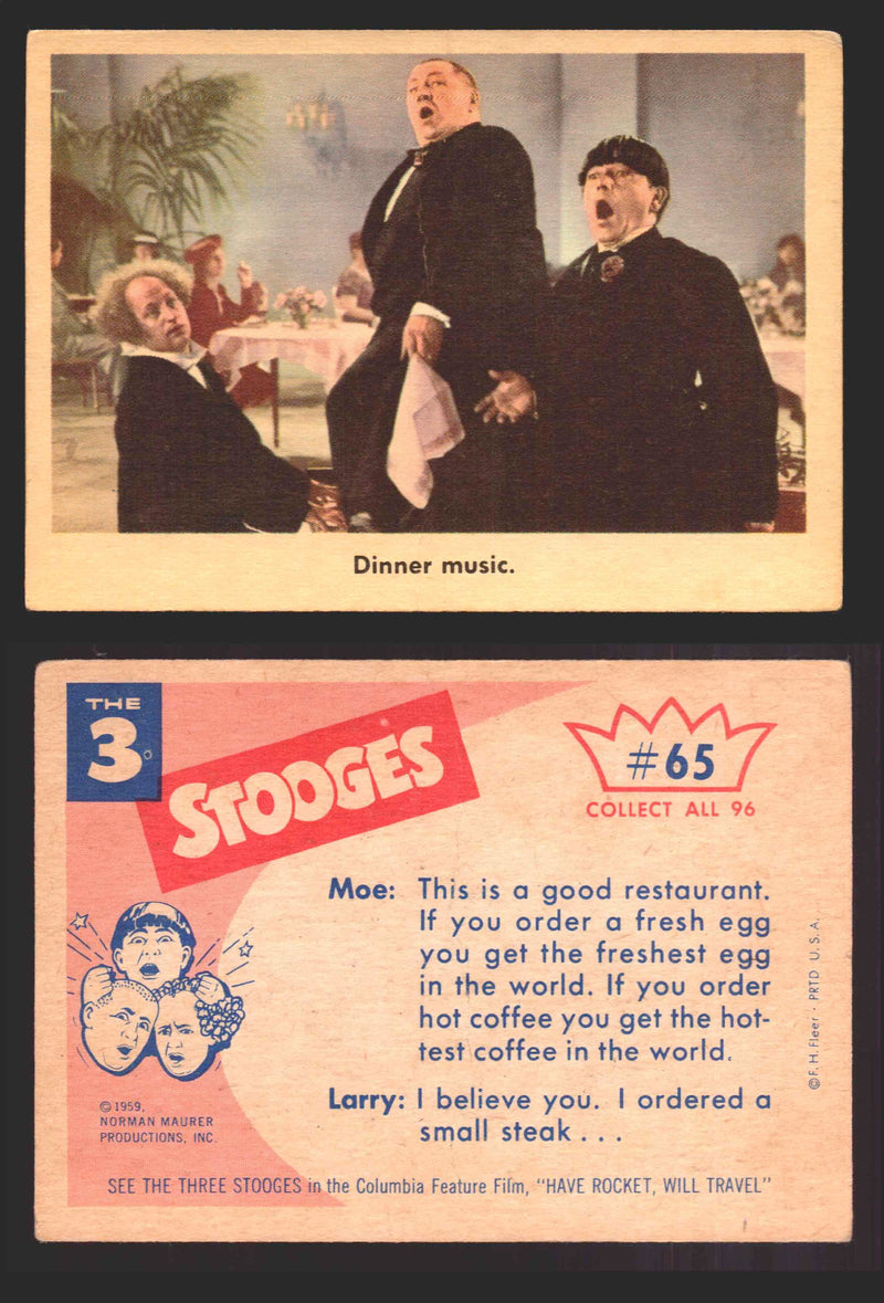 1959 Three 3 Stooges Fleer Vintage Trading Cards You Pick Singles #1-96 #65  - TvMovieCards.com