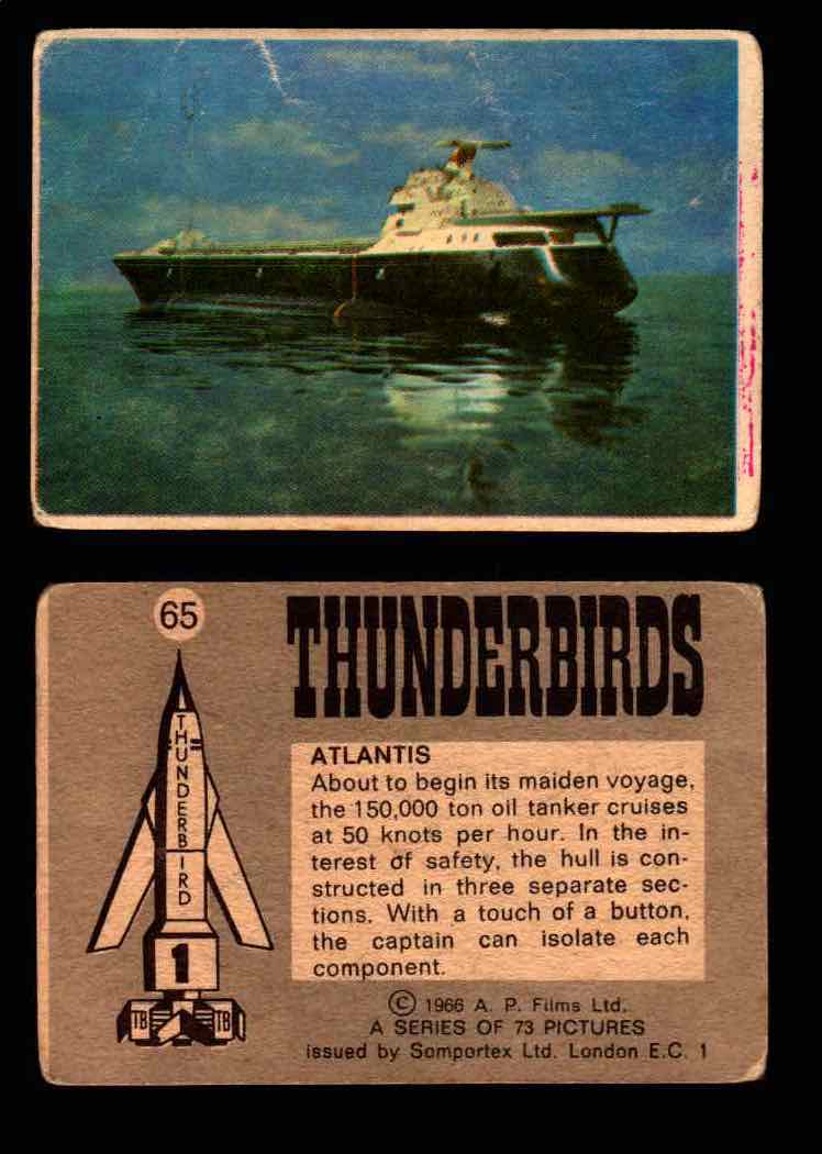 Thunderbirds Vintage Trading Card Singles #1-72 Somportex 1966 #65  - TvMovieCards.com