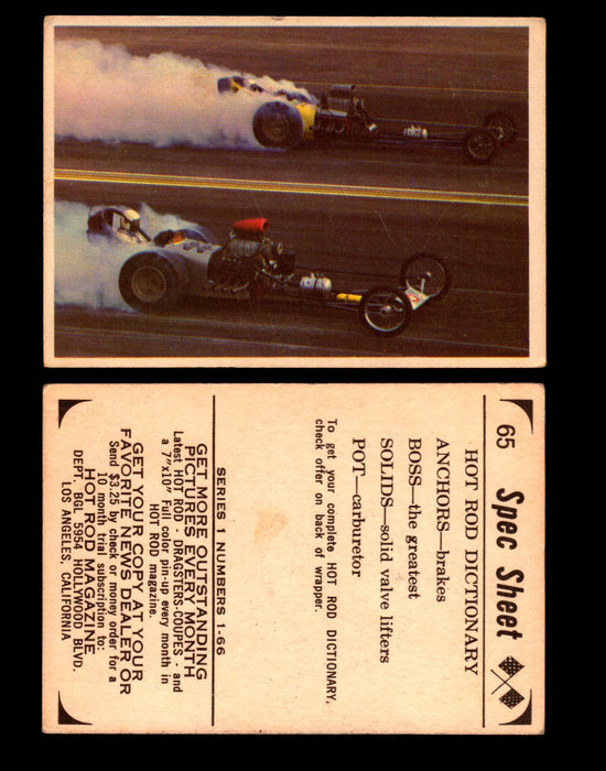 1965 Donruss Spec Sheet Vintage Hot Rods Trading Cards You Pick Singles #1-66 #65  - TvMovieCards.com