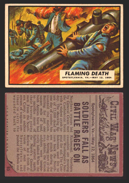 1962 Civil War News Topps TCG Trading Card You Pick Single Cards #1 - 88 65   Flaming Death  - TvMovieCards.com