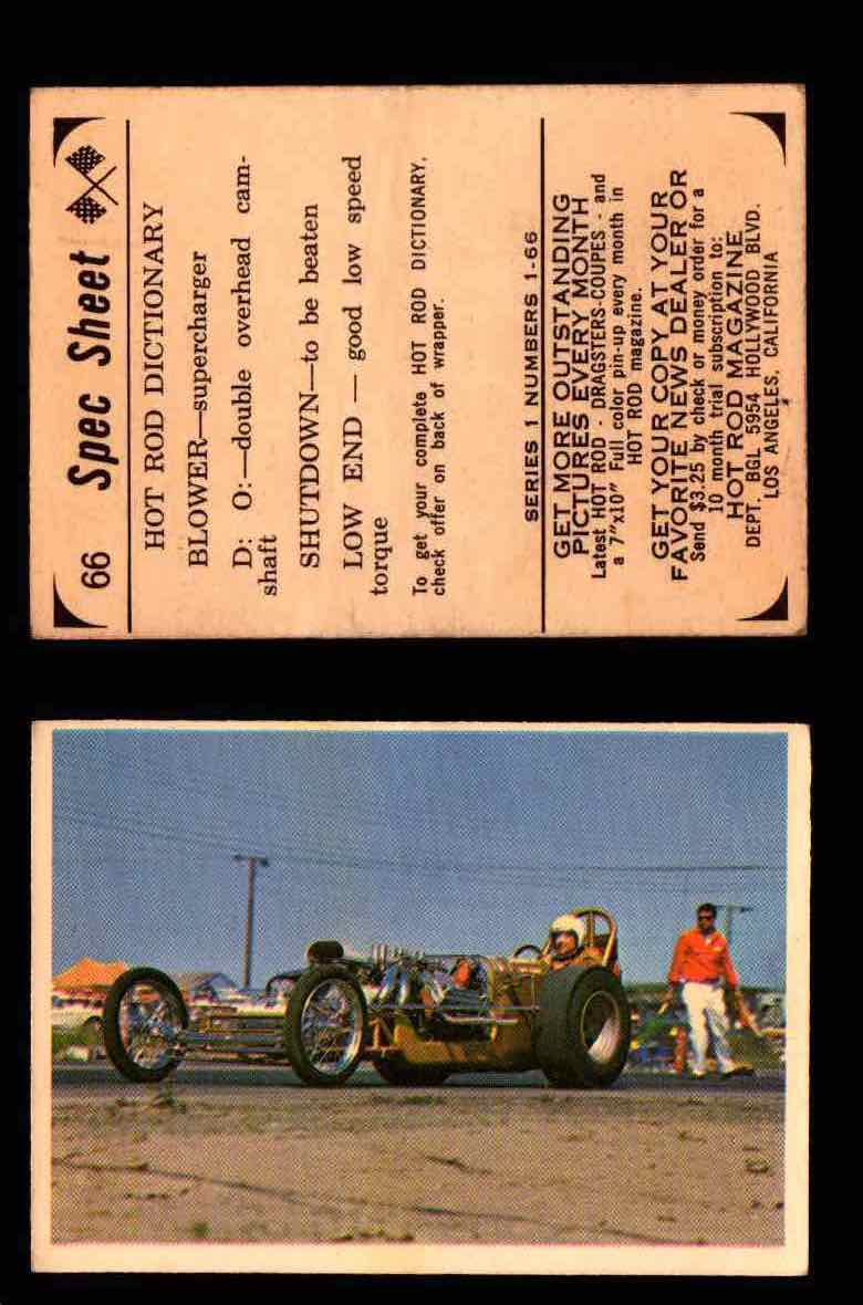 1965 Donruss Spec Sheet Vintage Hot Rods Trading Cards You Pick Singles #1-66 #66  - TvMovieCards.com