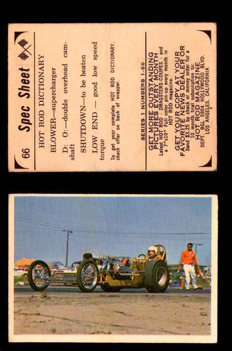 1965 Donruss Spec Sheet Vintage Hot Rods Trading Cards You Pick Singles #1-66 #66  - TvMovieCards.com