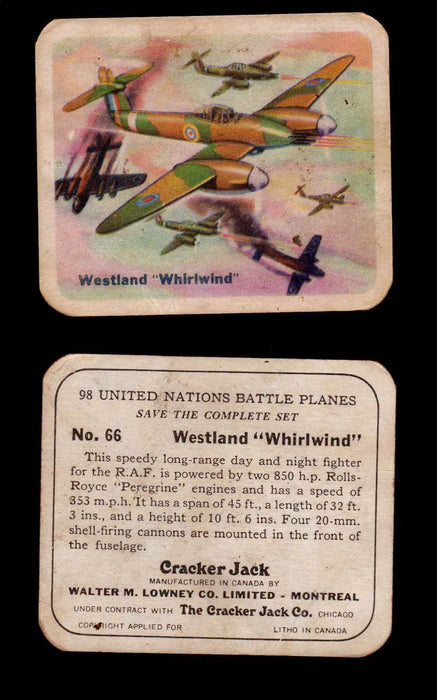 Cracker Jack United Nations Battle Planes Vintage You Pick Single Cards #1-70 #66  - TvMovieCards.com