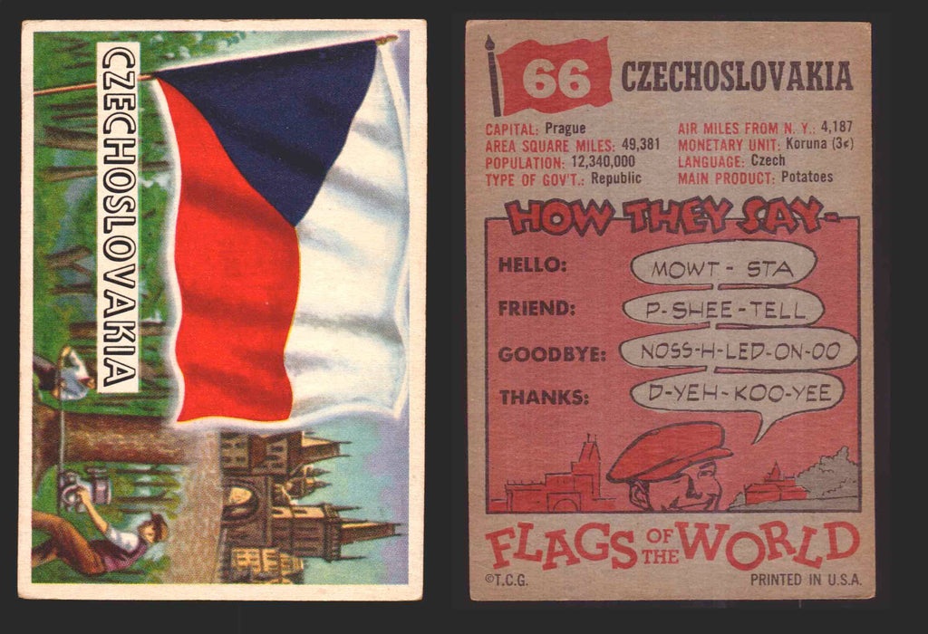 1956 Flags of the World Vintage Trading Cards You Pick Singles #1-#80 Topps 66	Czechoslovakia  - TvMovieCards.com