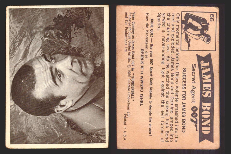 1966 James Bond 007 Thunderball Vintage Trading Cards You Pick Singles #1-66 66   Success For James Bond (creased)  - TvMovieCards.com