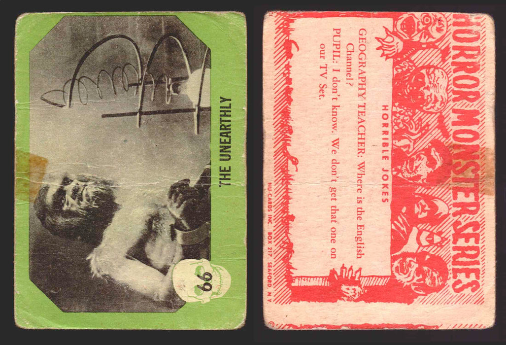 1961 Horror Monsters Series 1 Green Trading Card You Pick Singles #1-66 NuCard #	 66   The Unearthly  - TvMovieCards.com
