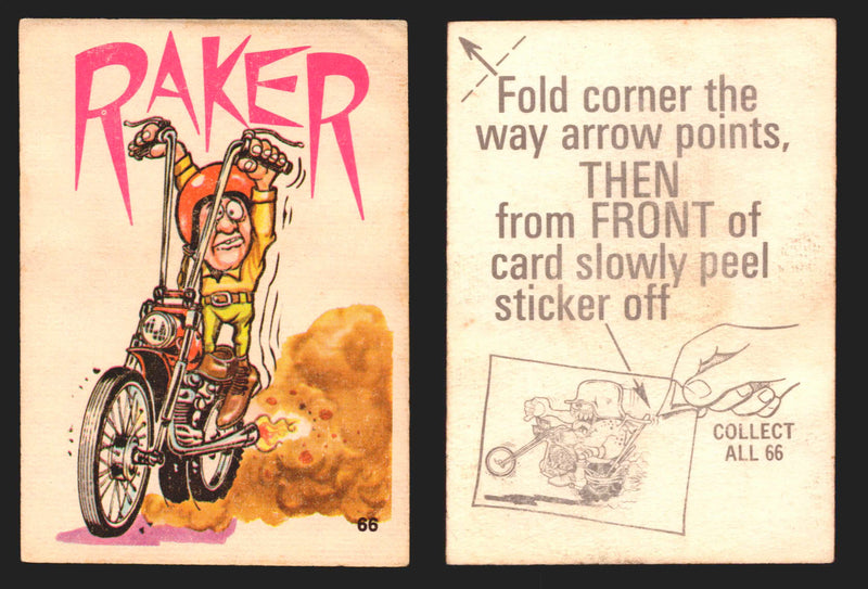 1972 Silly Cycles Donruss Vintage Trading Cards #1-66 You Pick Singles #66 Raker  - TvMovieCards.com