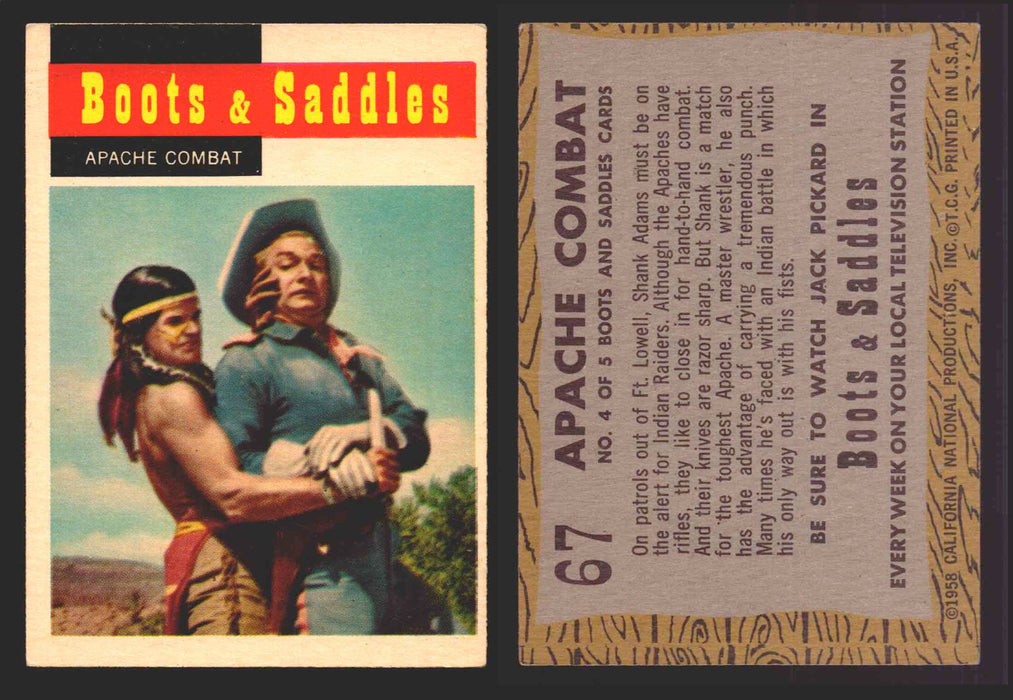 1958 TV Westerns Topps Vintage Trading Cards You Pick Singles #1-71 67   Apache Combat  - TvMovieCards.com