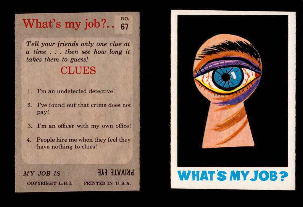 1965 What's my Job? Leaf Vintage Trading Cards You Pick Singles #1-72 #67  - TvMovieCards.com