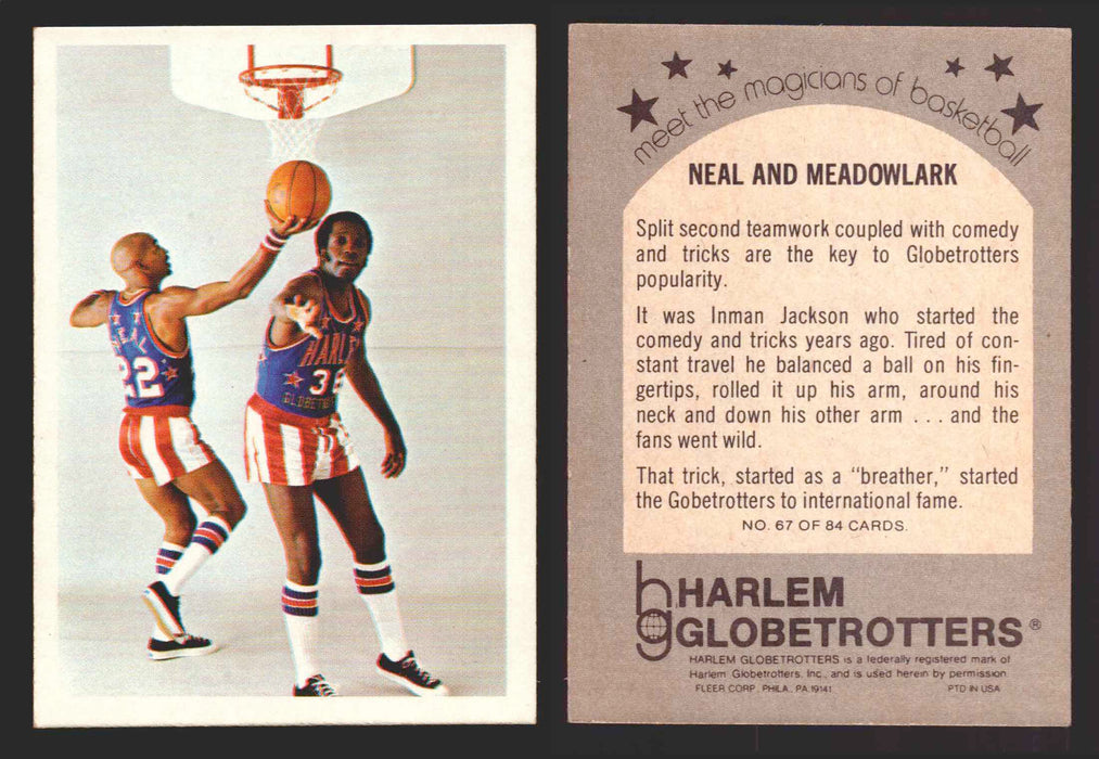 1971 Harlem Globetrotters Fleer Vintage Trading Card You Pick Singles #1-84 67 of 84   Neal and Meadowlark  - TvMovieCards.com