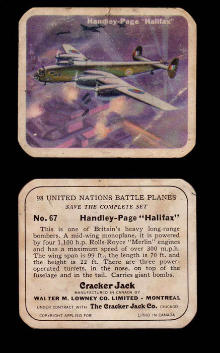 Cracker Jack United Nations Battle Planes Vintage You Pick Single Cards #1-70 #67  - TvMovieCards.com