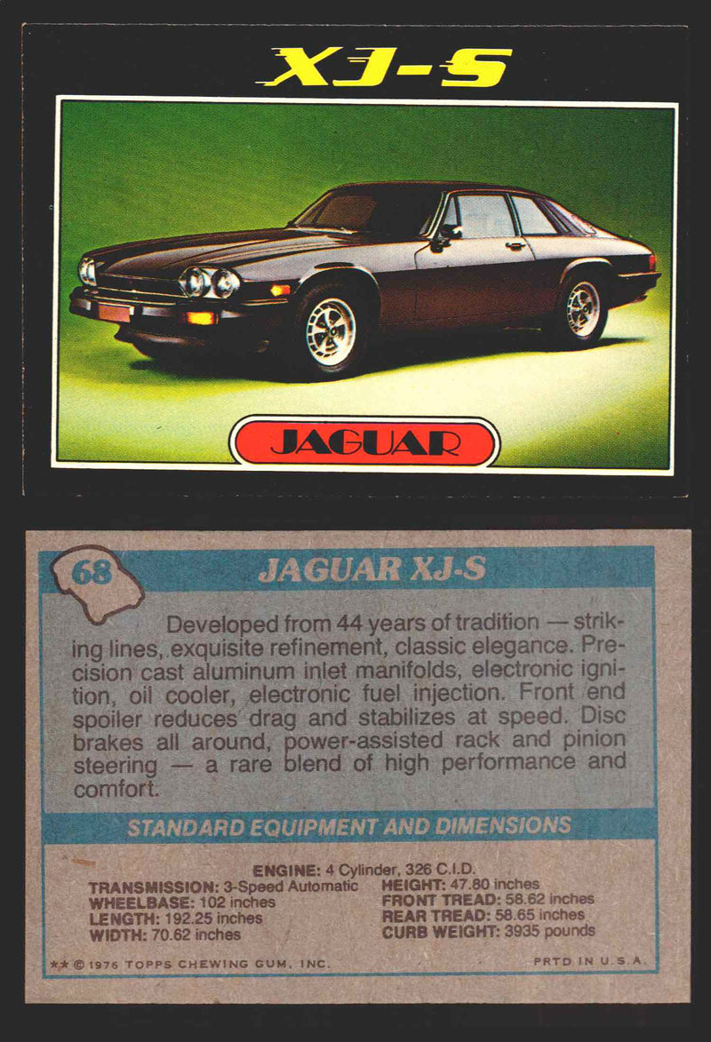 1976 Autos of 1977 Vintage Trading Cards You Pick Singles #1-99 Topps 68   Jaguar XJ-S  - TvMovieCards.com
