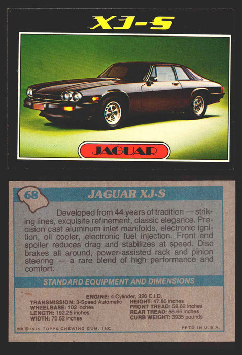 1976 Autos of 1977 Vintage Trading Cards You Pick Singles #1-99 Topps 68   Jaguar XJ-S  - TvMovieCards.com