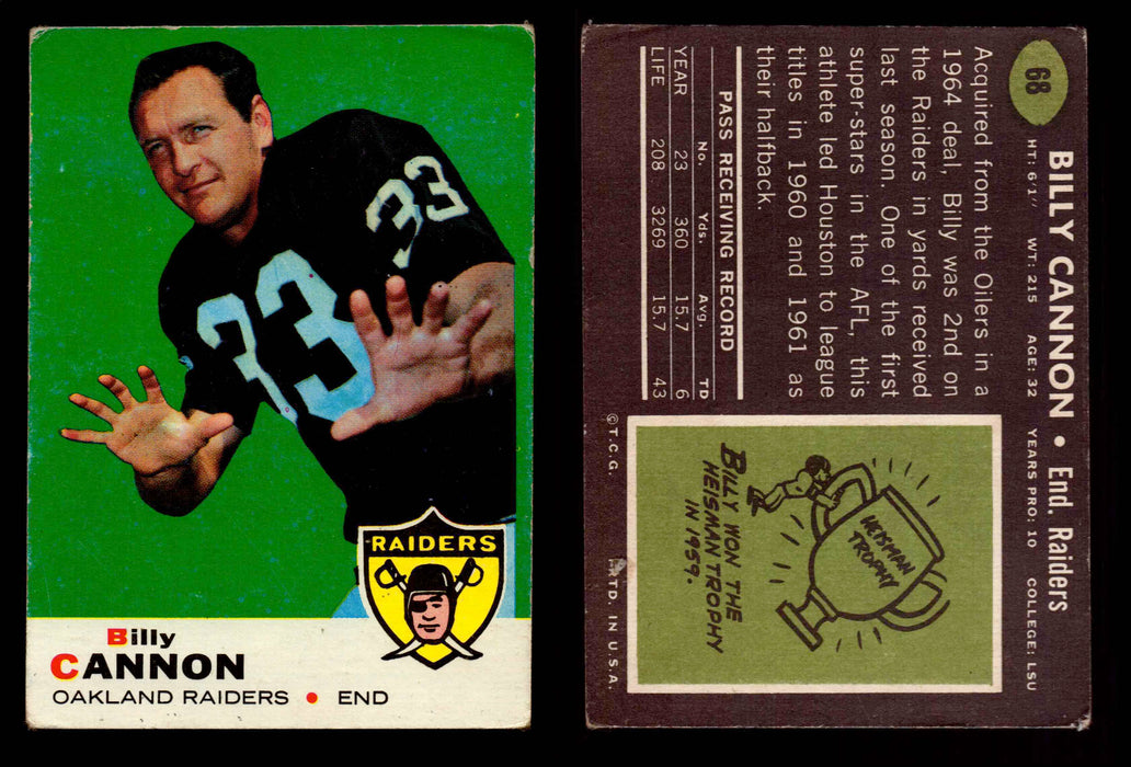 1969 Topps Football Trading Card You Pick Singles #1-#263 G/VG/EX #	68	Billy Cannon  - TvMovieCards.com