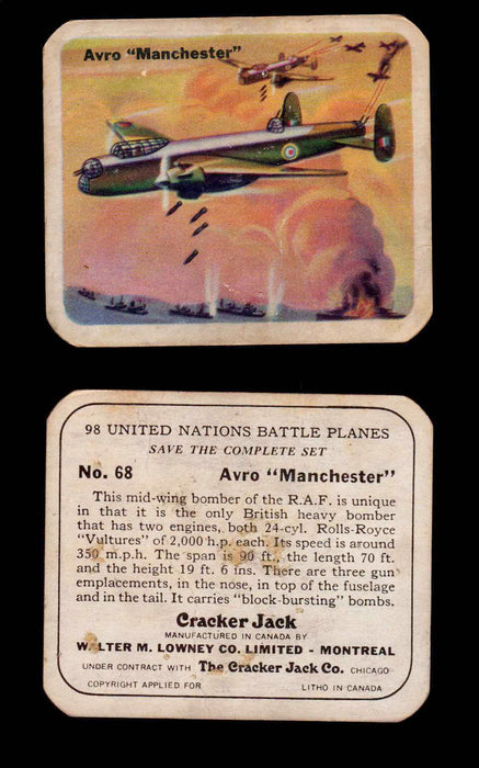 Cracker Jack United Nations Battle Planes Vintage You Pick Single Cards #1-70 #68  - TvMovieCards.com