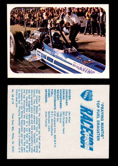 Race USA AHRA Drag Champs 1973 Fleer Vintage Trading Cards You Pick Singles 68 of 74   "Praying Mantis"  - TvMovieCards.com