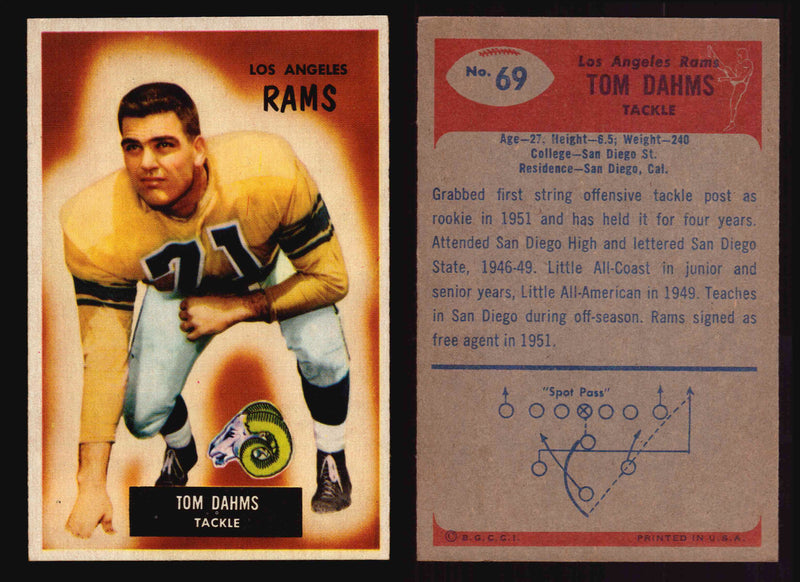 1955 Bowman Football Trading Card You Pick Singles #1-#160 VG/EX #69 Tom Dahms  - TvMovieCards.com