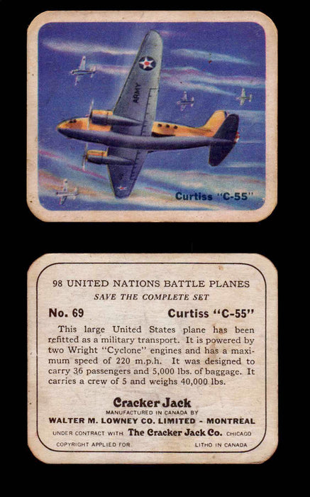 Cracker Jack United Nations Battle Planes Vintage You Pick Single Cards #1-70 #69  - TvMovieCards.com
