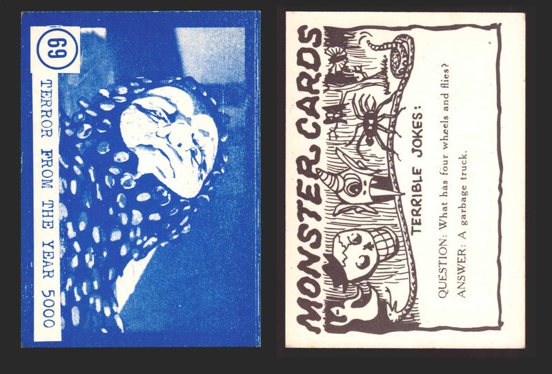 1965 Blue Monster Cards Vintage Trading Cards You Pick Singles #1-84 Rosen 69   Terror from the Year 5000  - TvMovieCards.com