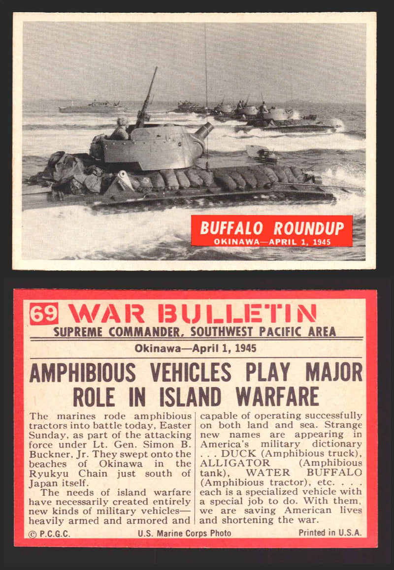 1965 War Bulletin Philadelphia Gum Vintage Trading Cards You Pick Singles #1-88 69   Buffalo Roundup  - TvMovieCards.com