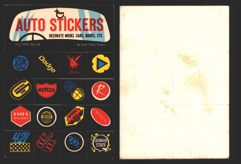 1970 Way Out Wheels Vintage Sticker Trading Cards You Pick Singles #1-22 Topps #6 of 22 (Vauxhall)  - TvMovieCards.com