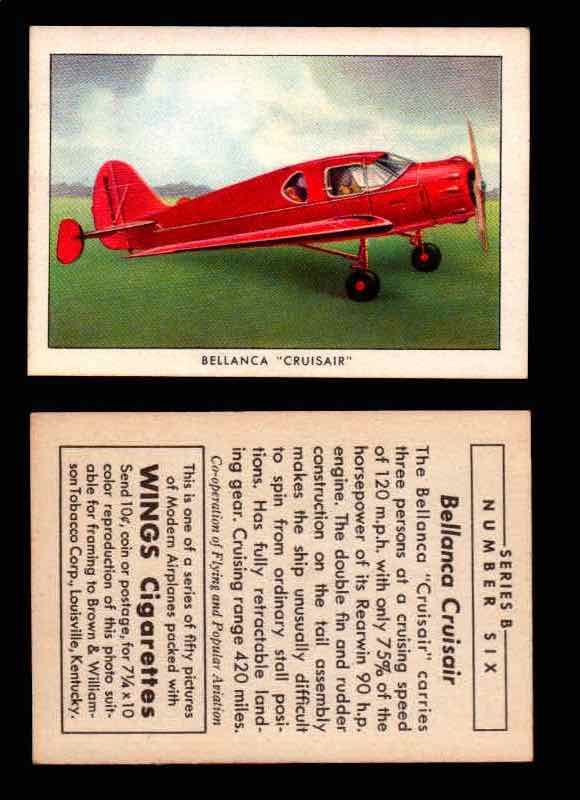 1941 Modern American Airplanes Series B Vintage Trading Cards Pick Singles #1-50 6	 	Bellanca "Cruisair"  - TvMovieCards.com