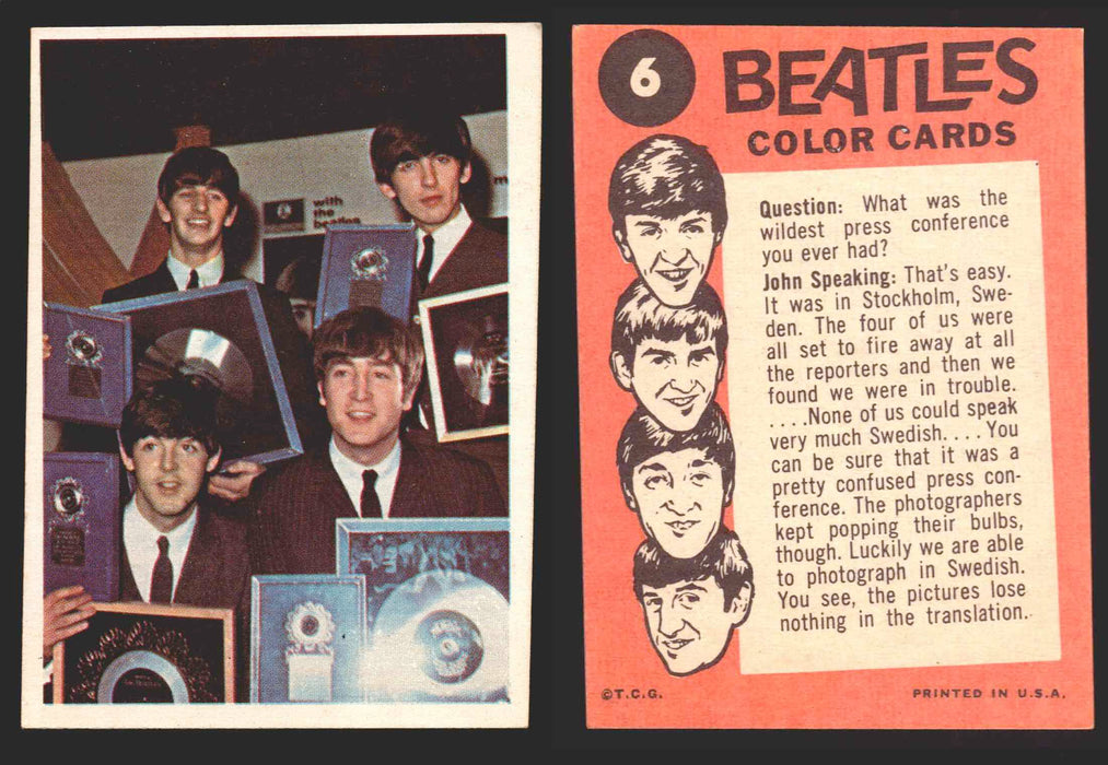 Beatles Color Topps 1964 Vintage Trading Cards You Pick Singles #1-#64 #	6  - TvMovieCards.com