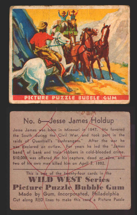 Wild West Series Vintage Trading Card You Pick Singles #1-#49 Gum Inc. 1933 6   Jesse James Holdup  - TvMovieCards.com