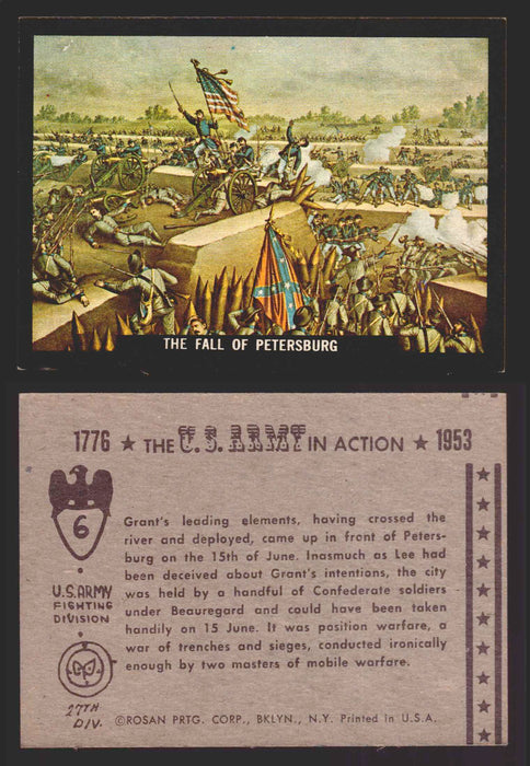 1961 The U.S. Army in Action 1776-1953 Trading Cards You Pick Singles #1-64 6   The Fall of Petersburg  - TvMovieCards.com