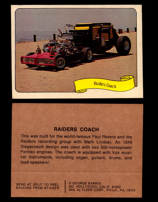 Kustom Cars - Series 1 George Barris 1975 Fleer Sticker Vintage Cards You Pick S #18 Raiders Coach  - TvMovieCards.com