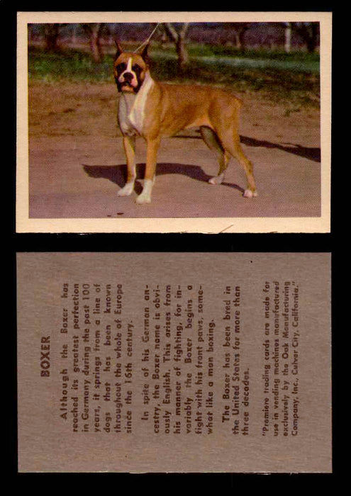 1957 Dogs Premiere Oak Man. R-724-4 Vintage Trading Cards You Pick Singles #1-42 #6 Boxer  - TvMovieCards.com