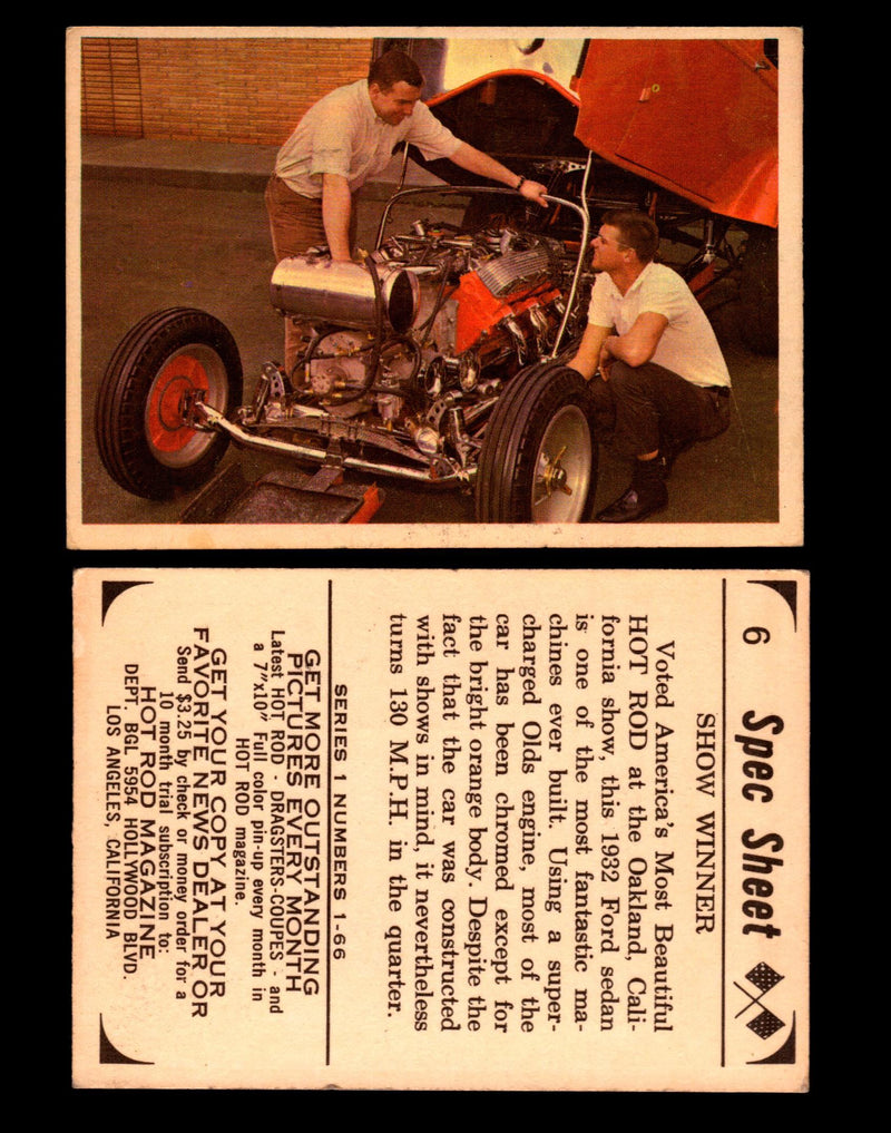 1965 Donruss Spec Sheet Vintage Hot Rods Trading Cards You Pick Singles #1-66 #6  - TvMovieCards.com