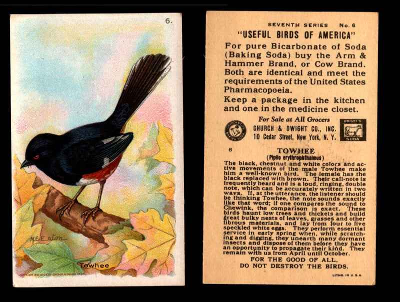 Birds - Useful Birds of America 7th Series You Pick Singles Church & Dwight J-9 #6 Towhee  - TvMovieCards.com