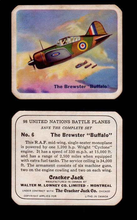 Cracker Jack United Nations Battle Planes Vintage You Pick Single Cards #1-70 #6  - TvMovieCards.com
