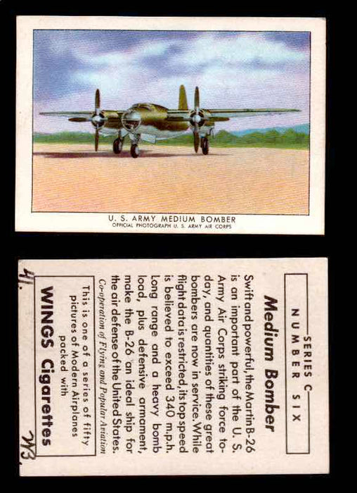1942 Modern American Airplanes Series C Vintage Trading Cards Pick Singles #1-50 6	 	U.S. Army Medium Bomber  - TvMovieCards.com