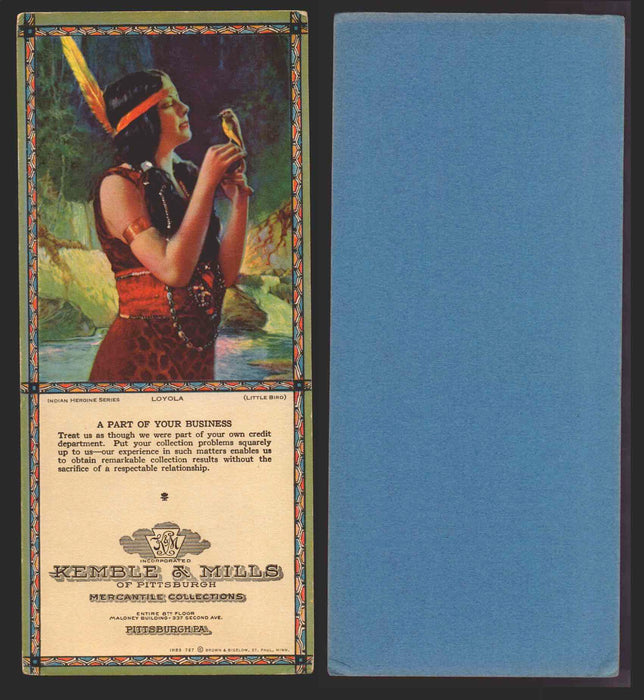 1920s/1930s Kemble & Mills of Pittsburgh Indian Heroine Series Advertising Cards #6 Loyola (Little Bird)  - TvMovieCards.com