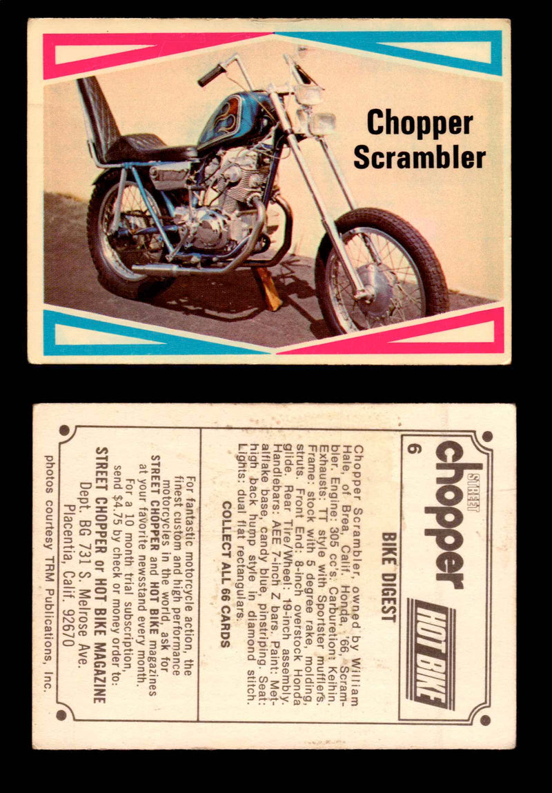 1972 Street Choppers & Hot Bikes Vintage Trading Card You Pick Singles #1-66 #6   Chopper Scrambler  - TvMovieCards.com