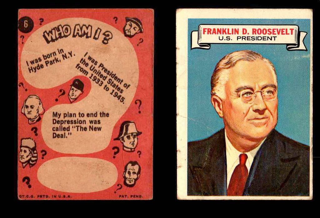 1967 Who Am I? Topps Vintage Trading Cards You Pick Singles #1-44 #6 Franklin D. Roosevelt Uncoated  - TvMovieCards.com