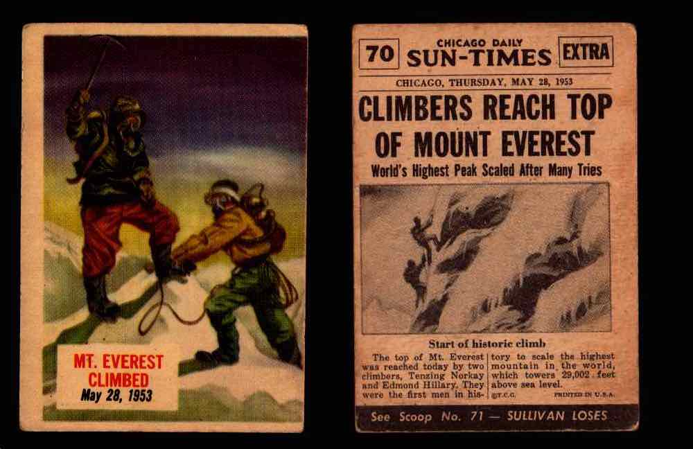 1954 Scoop Newspaper Series 1 Topps Vintage Trading Cards You Pick Singles #1-78 70   Mount Everest Climbed  - TvMovieCards.com