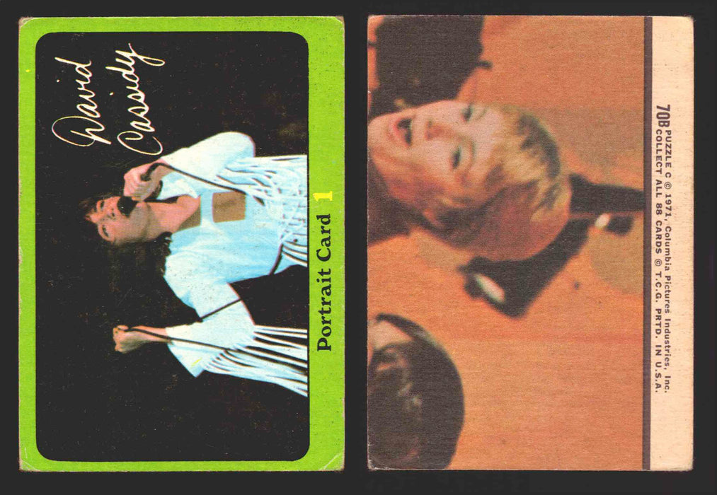 1971 The Partridge Family Series 3 Green You Pick Single Cards #1-88B Topps USA #	70B   Portrait Card  1: David Cassidy  - TvMovieCards.com