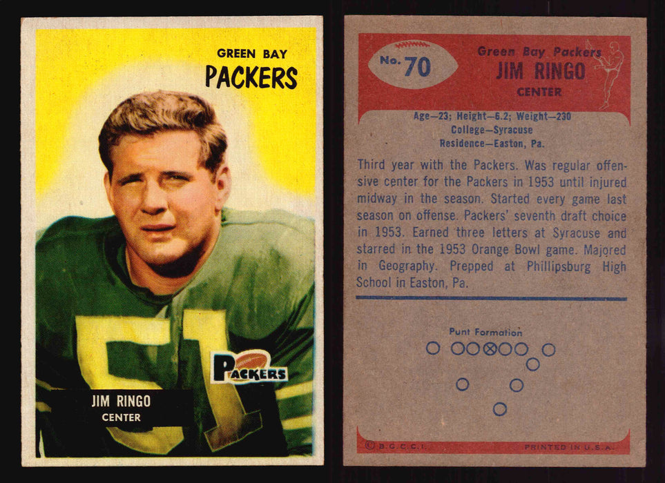 1955 Bowman Football Trading Card You Pick Singles #1-#160 VG/EX #70 Jim Ringo (R) (HOF)  - TvMovieCards.com