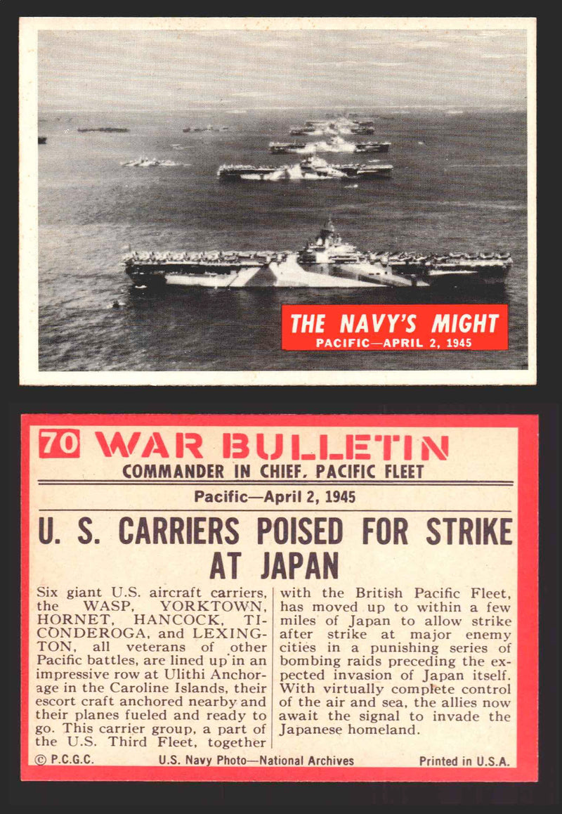 1965 War Bulletin Philadelphia Gum Vintage Trading Cards You Pick Singles #1-88 70   The Navy's Might  - TvMovieCards.com